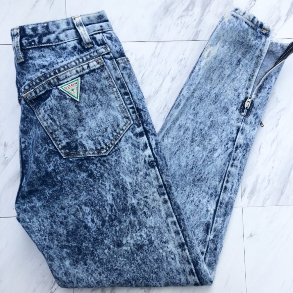 Vintage Acid Wash Ankle Zip GUESS Jeans